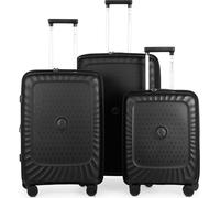 HAUPTSTADTKOFFER - Kotti - Set de 3 valises coque dure robuste en matériau PP recyclé Trolleys légers Polypropylène coque dure, 4 roulettes, serrure TSA,Noir