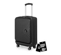 Hauptstadtkoffer Mitte - Bagage à Main + Étiquette de Bagage numérique, Trolley d'affaires avec Compartiment pour Ordinateur Portable, Bagage Cabine 55 cm, 47 litres, Noir