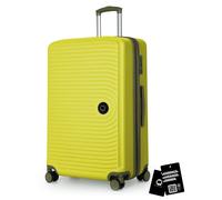 HAUPTSTADTKOFFER Mitte - Grande valise rigide, TSA, 4 roulettes, bagage en soute avec extension de 8 cm, 77 cm, 130 L, Citron