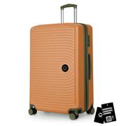 HAUPTSTADTKOFFER Mitte - Grande valise rigide, TSA, 4 roulettes, bagage en soute avec extension de 8 cm, 77 cm, 130 L, Abricot