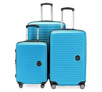 Hauptstadtkoffer Mitte - Lot de 3 Valises - Valise Bagage à Main 55 Cm, Valise Moyenne 68 Cm + Grande Valise de Voyage 77 Cm, Coque Rigide ABS, TSA, Bleu Cyan