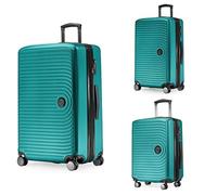 Hauptstadtkoffer Mitte - Lot de 3 Valises - Valise Bagage à Main 55 Cm, Valise Moyenne 68 Cm + Grande Valise de Voyage 77 Cm, Coque Rigide ABS, TSA - Turquoise