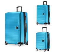 Hauptstadtkoffer Mitte - Lot de 3 Valises - Valise Bagage à Main 55 Cm, Valise Moyenne 68 Cm + Grande Valise de Voyage 77 Cm, Coque Rigide ABS, TSA - Bleu Cyan