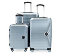 Hauptstadtkoffer - MITTE - Set de 3 Valises - Bagage Cabine à roulettes 55 cm, Trolley Taille Moyenne 68 cm + Grande Valise 77 cm, ABS, Verrouillage TSA, Bleu Piscine