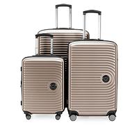 Hauptstadtkoffer - MITTE - Set de 3 valises - Bagage Cabine à roulettes 55 cm, Trolley Taille Moyenne 68 cm + Grande Valise 77 cm, ABS, Verrouillage TSA, Champagne