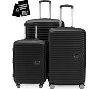 Hauptstadtkoffer MITTE - Set de bagages 3 tailles de valises + étiquette de nom numérique, valise avec extension XL Bagages de bord Bagages de soute - ,Noir