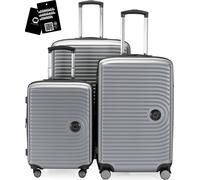 Hauptstadtkoffer MITTE - Set de bagages 3 tailles de valises + étiquette de nom numérique, valise avec extension XL Bagages de bord Bagages de soute - ,Argent mat