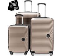 Hauptstadtkoffer MITTE - Set de bagages 3 tailles de valises + étiquette de nom numérique, valise avec extension XL Bagages de bord Bagages de soute - ,Champagne