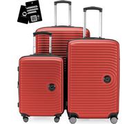 Hauptstadtkoffer MITTE - Set de bagages 3 tailles de valises + étiquette de nom numérique, valise avec extension XL Bagages de bord Bagages de soute - ,Rouge