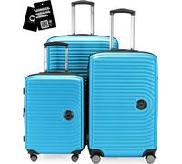 Hauptstadtkoffer MITTE - Set de bagages 3 tailles de valises + étiquette de nom numérique, valise avec extension XL Bagage de bord Bagage de soute - ,Cyanblau