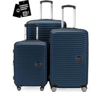 Hauptstadtkoffer MITTE - Set de bagages 3 tailles de valises + étiquette de nom numérique, valise avec extension XL Bagages de bord Bagages de soute - ,Bleu foncé