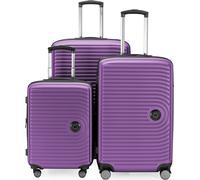 HAUPTSTADTKOFFER - Mitte - Set de valises 3 trolley à coque dure, TSA, extension XXL, 4 roulettes (S, M & L),Aubergine