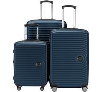 HAUPTSTADTKOFFER - Mitte - Set de valises 3 trolley à coque dure, TSA, extension XXL, 4 roulettes (S, M & L),Bleu foncé