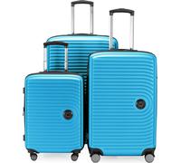 Hauptstadtkoffer Mitte - Lot de 3 Valises - Valise Bagage à Main 55 Cm, Valise Moyenne 68 Cm + Grande Valise de Voyage 77 Cm, Coque Rigide ABS, TSA, Bleu Cyan