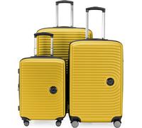 HAUPTSTADTKOFFER - Mitte - Set de valises 3 trolley à coque dure, TSA, extension XXL, 4 roulettes (S, M & L),Jaune