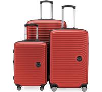 HAUPTSTADTKOFFER - Mitte - Set de valises 3 trolley à coque dure, TSA, extension XXL, 4 roulettes (S, M & L),Rouge