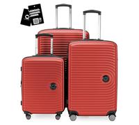 Hauptstadtkoffer Mitte - Set valises 3 pièces, Valise Cabine 55 cm, Valise Moyenne 68 cm, Grande Valise 77 cm, valises rigides ABS, serrures TSA + étiquette Bagage numérique, Rouge