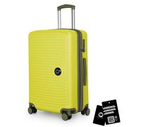 HAUPTSTADTKOFFER Mitte - Valise rigide moyenne, TSA, 4 roulettes, bagage en soute avec extension de 8 cm, 68 cm, 88 L, Citron