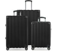 HAUPTSTADTKOFFER Q-Damm - Set de valises 3-pièces, set de bagages (S+M+L) valise coque dure robuste, 4 roues extension, bagage à main & check-in Trolley-Set, serrure TSANoir