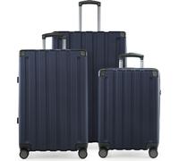 HAUPTSTADTKOFFER Q-Damm - Set de valises 3 pièces, set de bagages (S+M+L) valise coque dure robuste, 4 roulettes extension, bagage à main & check-in Trolley-Set, serrure TSABleu foncé