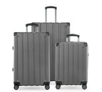HAUPTSTADTKOFFER Q-Damm - Set de valises 3 pièces, set de bagages (S+M+L) valise coque dure robuste, 4 roulettes extension, bagage à main & check-in Trolley-Set, serrure TSAArgent