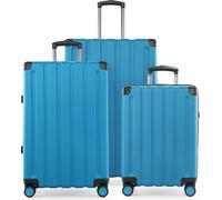 HAUPTSTADTKOFFER Q-Damm - Set de valises 3 pièces, set de bagages (S+M+L) valise coque dure robuste, extension 4 roulettes, bagage à main & check-in Trolley-Set, serrure TSABleu cyan