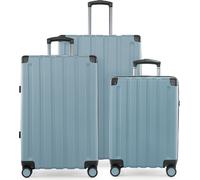 HAUPTSTADTKOFFER Q-Damm - Set de valises 3 pièces, set de bagages (S+M+L) valise coque dure robuste, extension 4 roulettes, bagage à main & check-in Trolley-Set, serrure TSAPool bleu