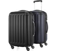 HAUPTSTADTKOFFER - Spree - 2 x trolleys bagages à main avec soufflet extensible, set de valises cabine, bagage de bord extensible TSA, 4 roulettes 55 cm, 42 litres,Noir-Bleu foncé