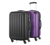 HAUPTSTADTKOFFER - Spree - 2 x trolleys bagages à main avec soufflet extensible, set de valises cabine, bagage de bord extensible TSA, 4 roulettes 55 cm, 42 litres,Noir-Aubergine