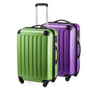 HAUPTSTADTKOFFER® · Spree · Set de 2X valises rigides de 82 litres · (Vert Pomme-Violet)
