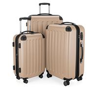 HAUPTSTADTKOFFER - Spree - Set de 3 valises, Bagages rigides, ABS, TSA, extensible, extra léger, 4 roues, (S M & L), Champagne