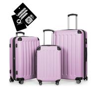 Hauptstadtkoffer Spree - Set de 3 valises + Étiquette numérique - trolleys de Voyage 55/65/75 cm + étiquette Bagage avec QR Code, 4 Doubles Roues, Coque Rigide ABS, Extension de Volume XL, TSA, Lilas