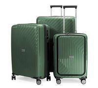 HAUPTSTADTKOFFER - TXL - Set de 3 valises - Bagage Cabine avec Compartiment Ordinateur Portable, Trolley Taille Moyenne 66 cm + Grosse Valise 76 cm, Polypropylene, TSA, Vert Foncé