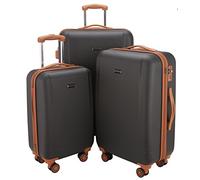 HAUPTSTADTKOFFER - Wannsee - Set de 3 Valises rigides Bagage Trolley 4 roues - TSA- (S- M & L)- Noir/Marron