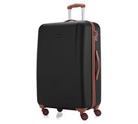 HAUPTSTADTKOFFER - Wannsee - Valise Rigide Grande Bagage Trolley 4 Roues- TSA- 77 cm- 94 litres- Noir/Marron