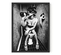 HAUS AND HUES Décoration murale de salle de bain de fille - Art mural noir et blanc - Image de salle de bain pour femmes - Décoration murale noire (sans cadre, 30,5 x 40,6 cm)