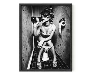 HAUS AND HUES Décoration murale de salle de bain de fille - Art mural noir et blanc - Image de salle de bain pour femmes - Décoration murale noire (sans cadre, 30,5 x 40,6 cm)