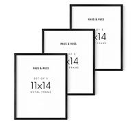 HAUS AND HUES Lot de 3 cadres photo en aluminium noir, 27,9 x 35,6 cm, style moderne