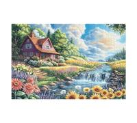 Haus Bach Wald Wilde Natur Ländlich Landschaft Puzzle 1000 Pièces pour Adultes Agréable Amusant Et Relaxant Parfait pour Hobby Et Activités Calmes （75x50cm）