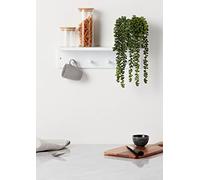 Haus Projekt Etagere Murale Bois avec 4 Crochets, Blanc, Facile à Assembler Etageres Cuisine Murales, Décoration de Chambre d'enfant, Porte Manteau Mural, Rangement Salle de Bain, Etagere Épices