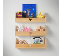 Haus Projekt Étagère Murale Enfant Cœur Étagères Murales Flottantes pour Enfants Décoration de Chambre Enfant Étagères pour la Salle de Jeux des Enfants Heart Chubby Shelf (Pack 3, Pin) 50x10x16cm