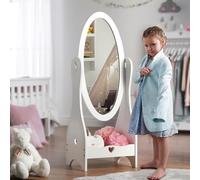 Haus Projekt Miroir sur Pied Fille, Coiffeuse Enfants Plein Pied en Bois Blanc, Miroir d'Habillage, 3 à 13 Ans Meuble Chambre Fille, Cadeau d'anniversaire