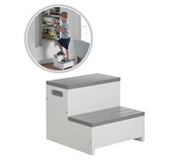 Haus Projekt Montessori Marchepied pour enfants en blanc/gris, double marchepied robuste, marchepied d'apprentissage antidérapant pour enfants