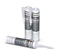 HAUSA Acrylique Structuré HA018 pour Crépi - Mastic Acrylique Granuleux pour Réparations Intérieures et Extérieures, Joints et Fissures, Blanc, 3 × 310 ml
