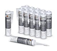 HAUSA Acrylique Structuré HA018 pour Crépi - Mastic Acrylique Granuleux pour Réparations Intérieures et Extérieures, Joints et Fissures, Blanc, 12 × 310 ml