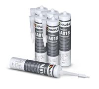 HAUSA Acrylique Structuré HA018 pour Crépi - Mastic Acrylique Granuleux pour Réparations Intérieures et Extérieures, Joints et Fissures, Blanc, 6 × 310 ml