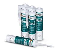 HAUSA Aquarium Silicone Verre Silicone HS050 Colle et mastic silicone professionnels pour aquariums terrariums et constructions en verre, Résistant à l'eau douce et à l'eau de mer 6x310ml noir