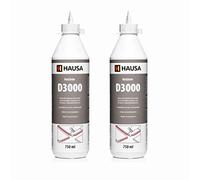 HAUSA Colle à Bois Imperméable D3 Colle Blanche Sans Solvant Colle de Construction Artisanat Extra Forte pour Le Collage Polyvalent et Les Travaux Manuels Résistant à la Chaleur 2x 750 ml