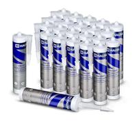 HAUSA Colle de construction HK1000 Extrem Fix Extrêmement forte et rapide Colle de montage professionnelle pour tout intérieur et extérieur Montage simple solide et rapide 24x 290ml Blanc
