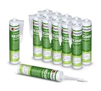 HAUSA Colle de montage universelle HK2000 Colle acrylique à dispersion adhésive Idéale pour les supports poreux à l'intérieur et à l'extérieur Résistance finale 200kg/10cm² 12x 310ml Blanc